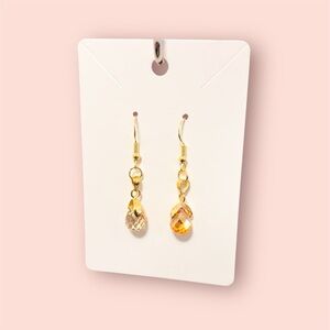 J35 - Crystal Assymetrical Rose Teardrop Earrings. 2/$30